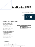 Programme Messe Du 31 Aôut 2022