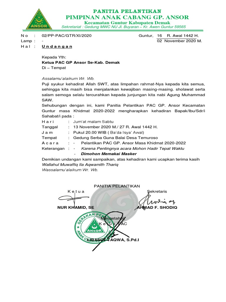 Undangan Pelantikan | PDF