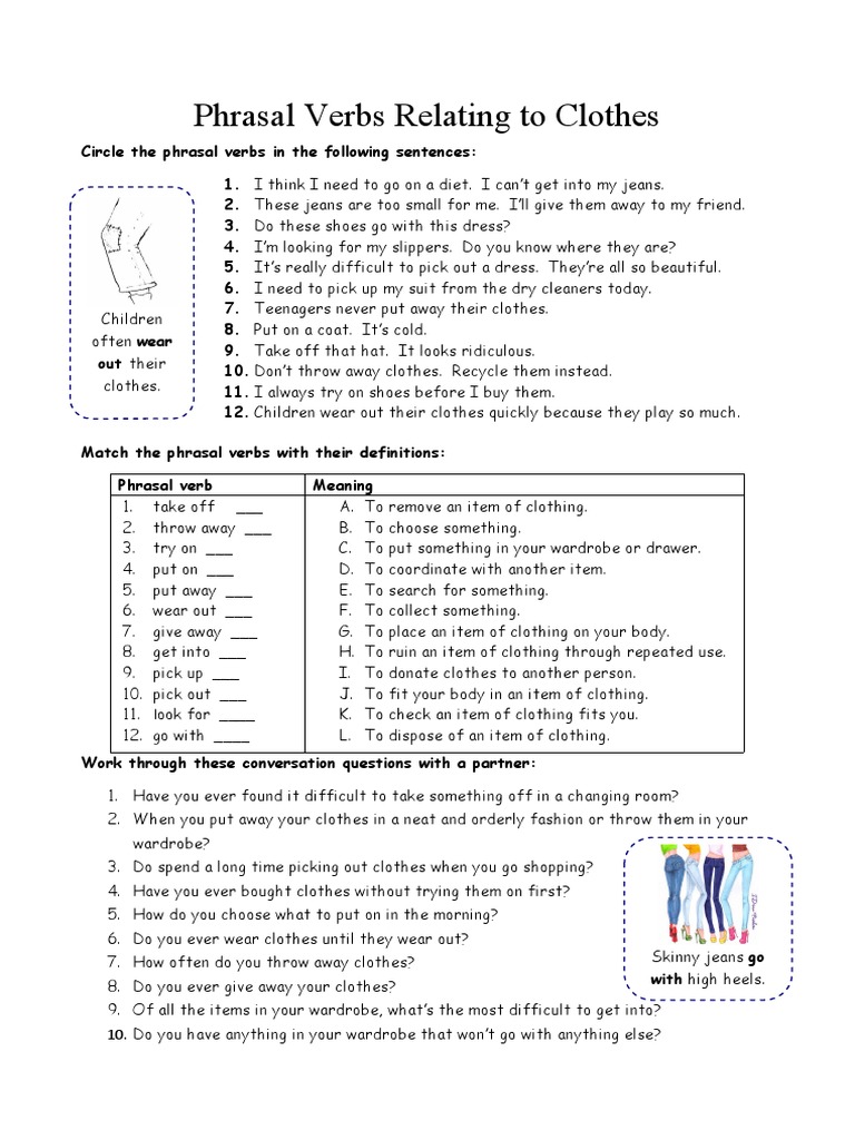 Phrasal Verbs Relating To Clothes | PDF | Clothing | Consumer Goods