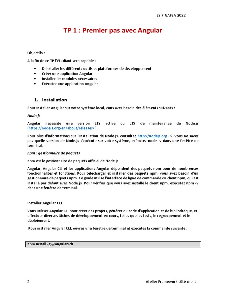 Guide d'Installation d'Angular 2022 | PDF | Interface en ligne de ...