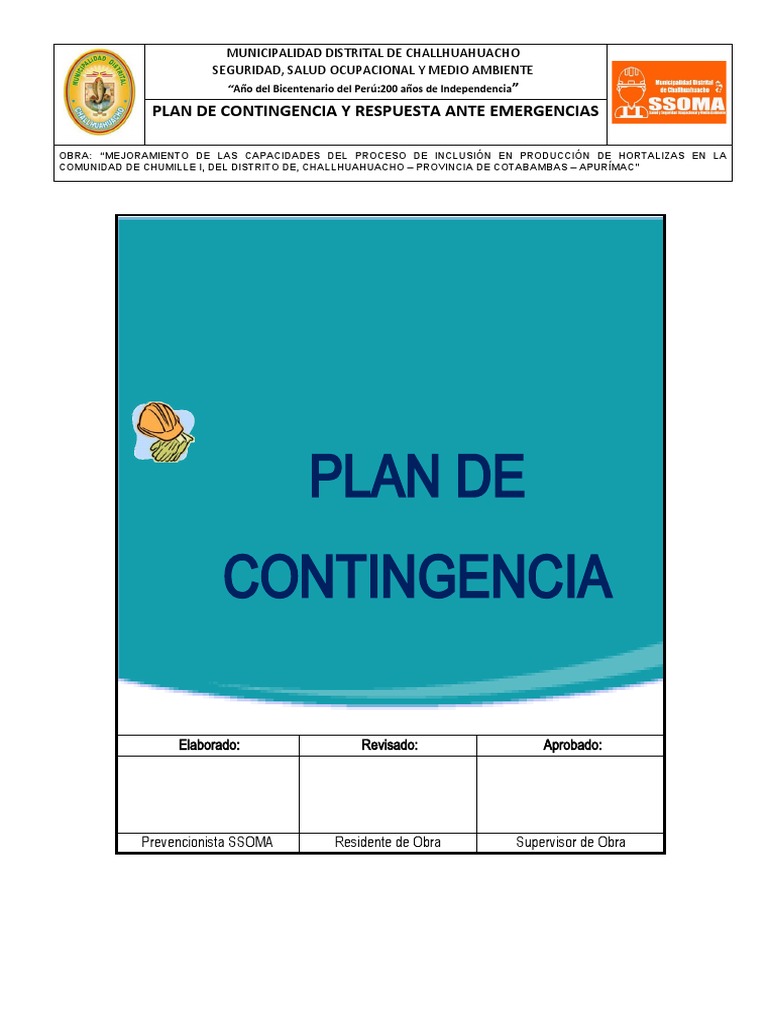 Plan de Contingencia | PDF | Seguridad y salud ocupacional | Relámpago