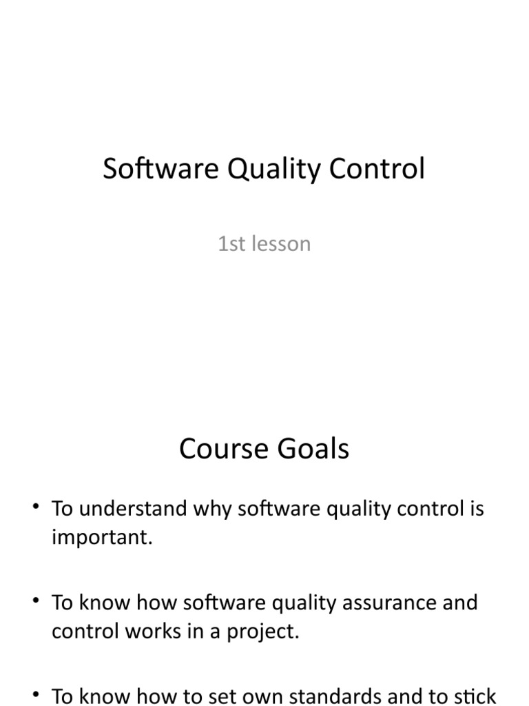 1 Software Quality Control PDF Quality Assurance Software Quality(07)