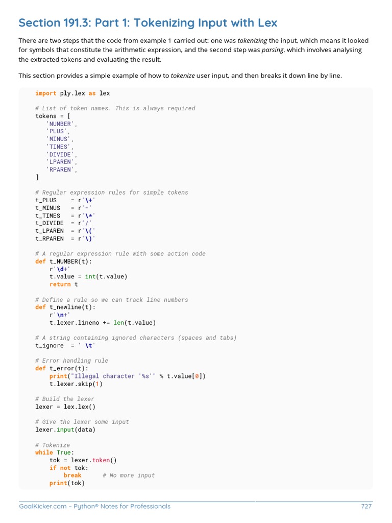 Tokenizing User Input: A Simple Example of Using Lex to Extract Tokens ...