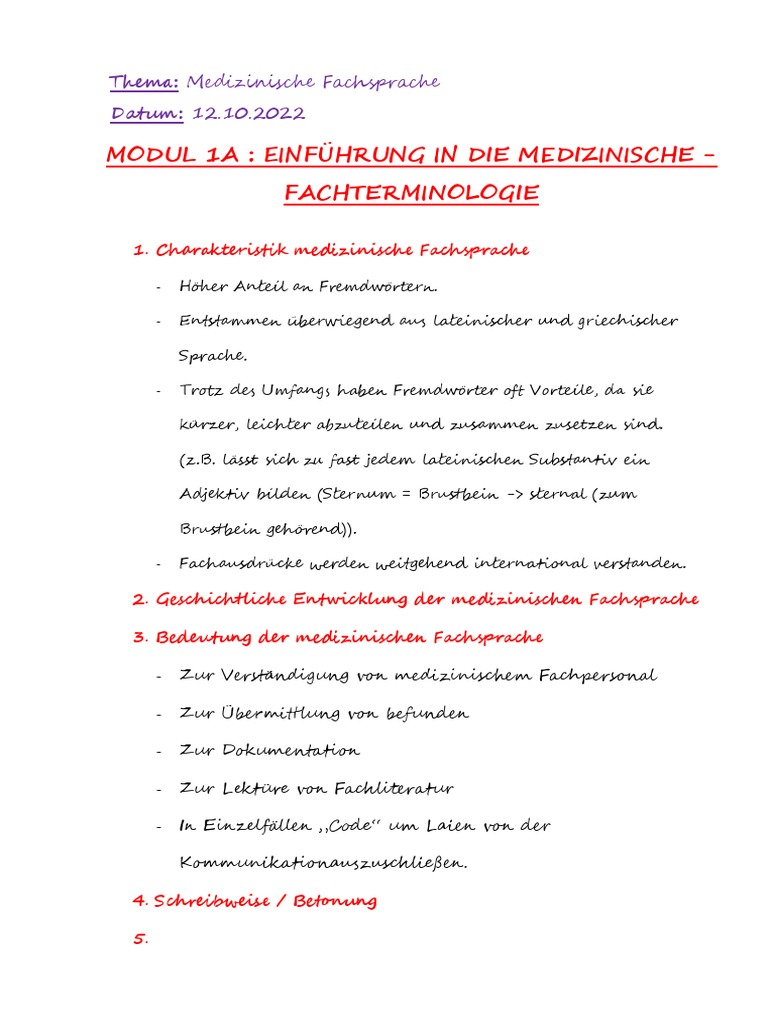 Medizinische Fachsprache | PDF