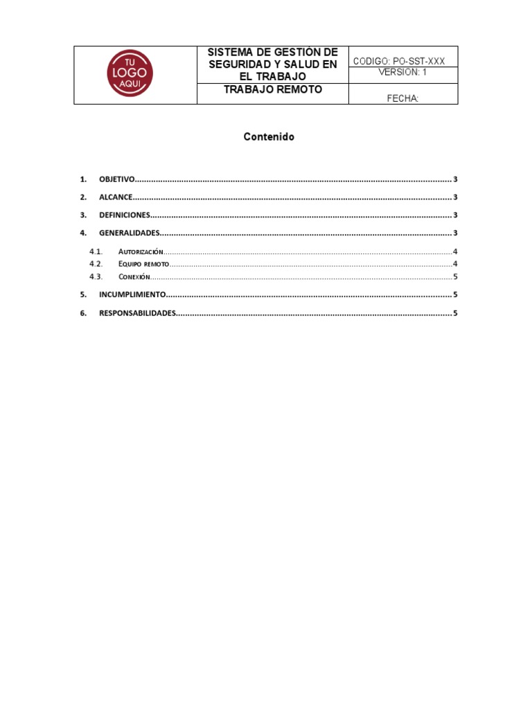 Politica Trabajo Remoto Pdf Seguridad De Información La Seguridad