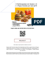2 Big Mac + 2 Hamburguesas Con Queso+ 12 Mcnuggets+ 2 Papas Grandes Por Solo $279