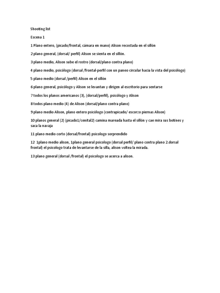 Shooting List PDF