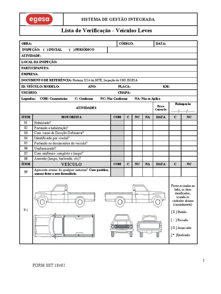 Checklist Para Veículos : Organize sua Rotina com o Check List de ...
