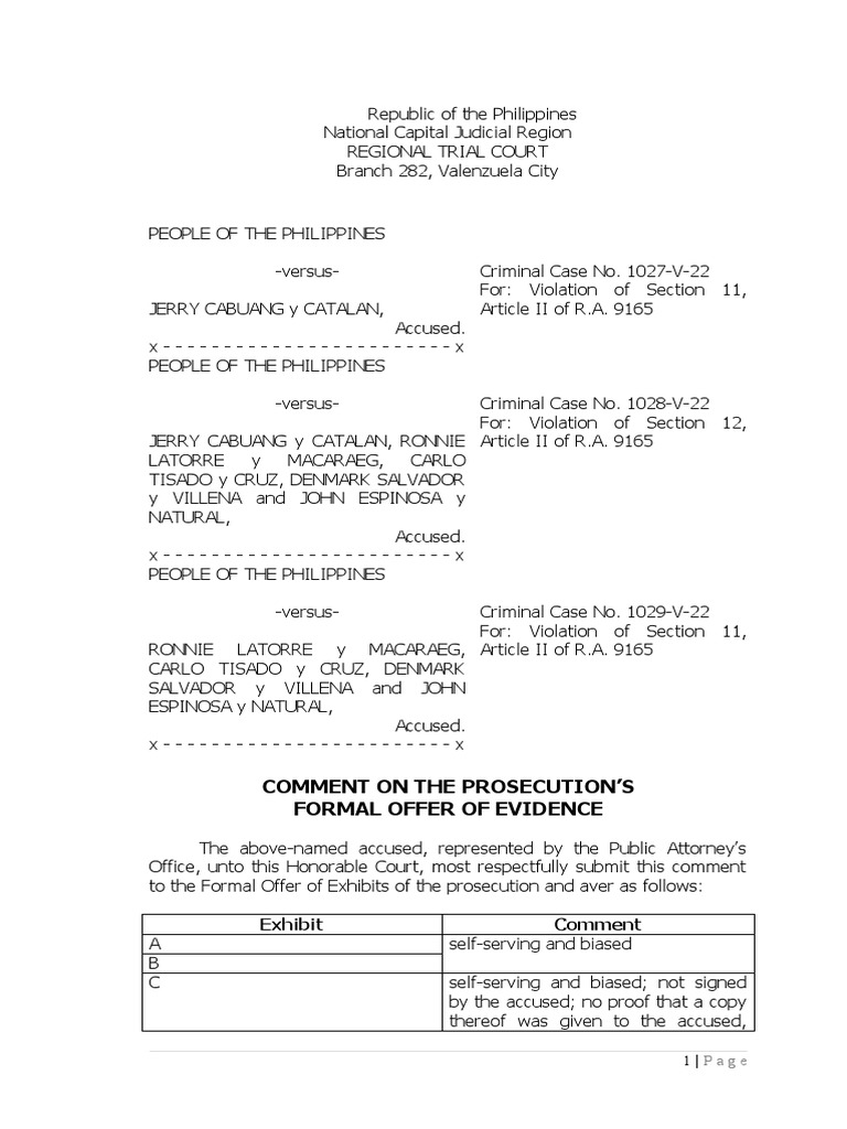 Comment on foe cabuang pdf prosecutor legal procedure