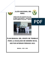 PLAN BIANUAL DEL GRUPO DE TRABAJO PARA LA IGUALDAD DE GENERO EN EL SECTOR INTERIOR PERIODO 2022. Posta Medica Policial Bagua.