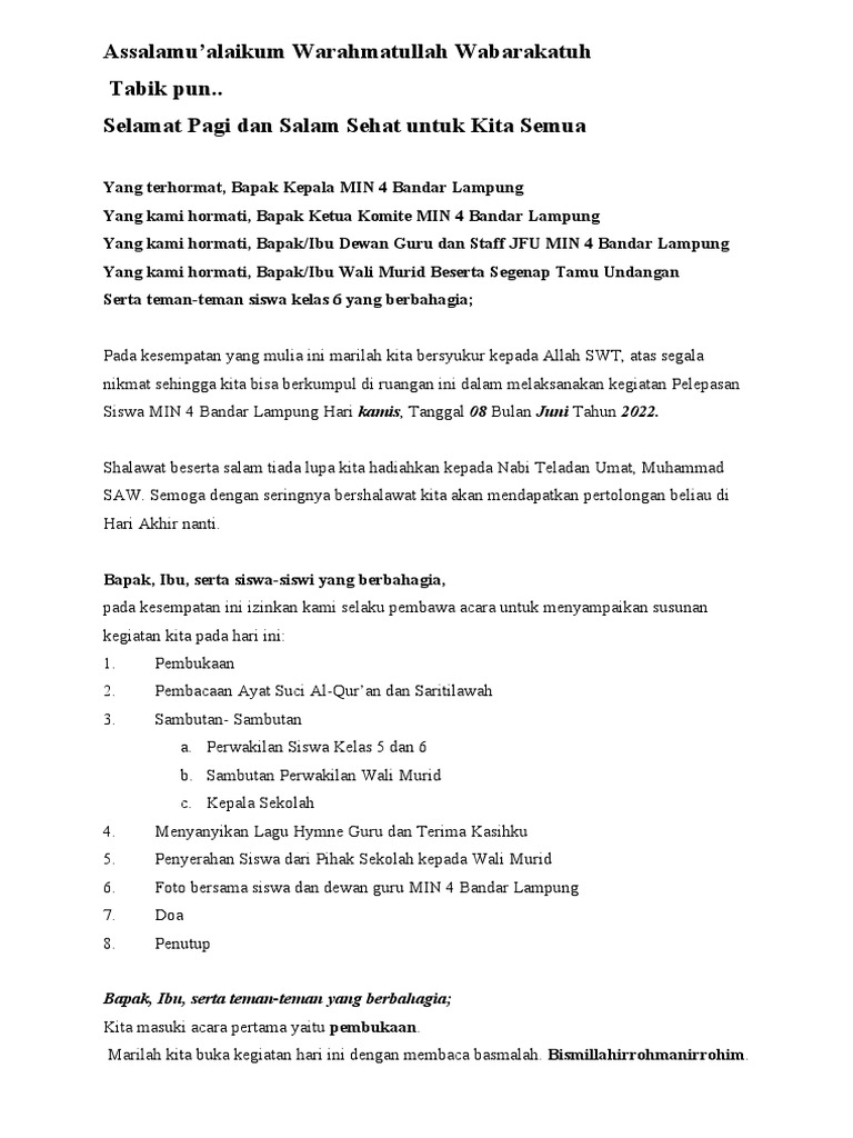 Susunan Acara Perpisahan | PDF