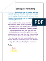 Basic Editing and Formatting: Fruits