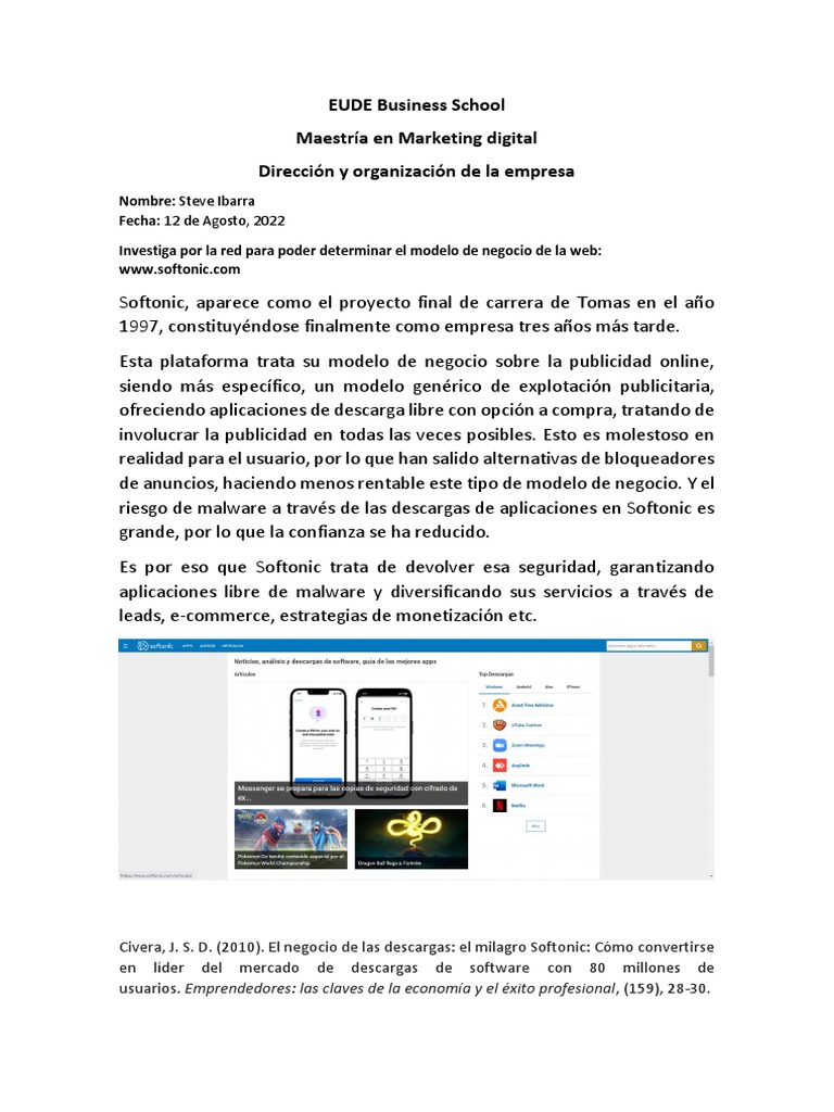 Modelo de negocio de Softonic | PDF | Informática | Tecnología