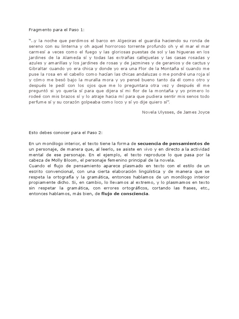 El Monologo Interior y El Fluir de La Conciencia | PDF