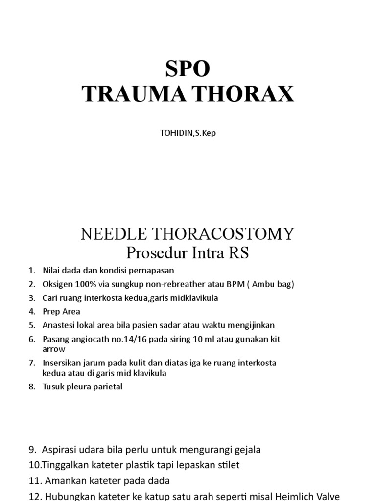 Sop Trauma Thorax-1 | PDF