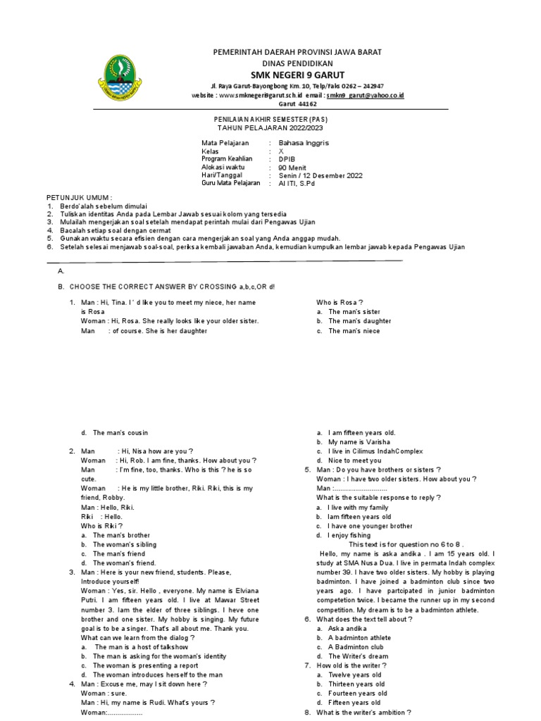 Soal Pas B. Inggris Kls X TP 22-23 Fix | PDF | Microbiology