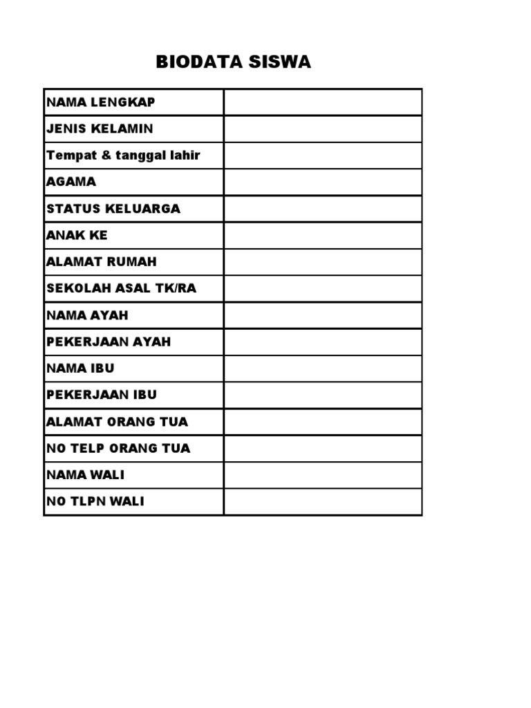 Biodata Siswa Pdf