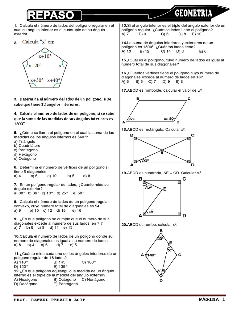 Lados y Ángulos de Polígonos | PDF | Geometría euclidiana | Formas ...