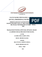 Personalidad en Los Docentes de La Institucion Educativa #14011 Nuestra Señora Del Pilar, Veintiseis de Octubre - Piura, 2020