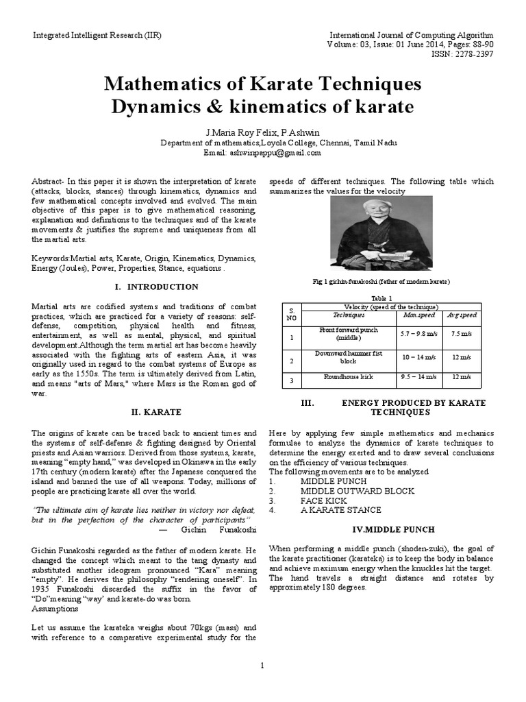 Mathematics Behind Karate Techniques | PDF | Karate | Physical Quantities