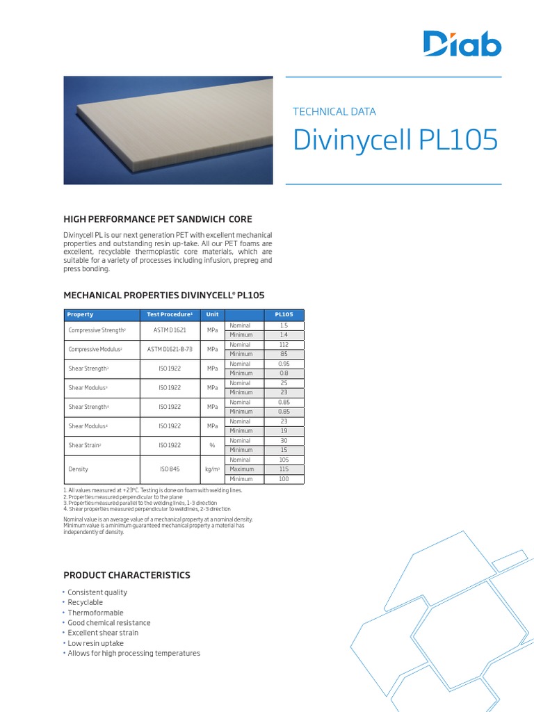 Diab Divinycell PL105 October 2022 - Rev1 SI | PDF | Pascal (Unit ...