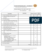 Acetic Acid Test Performance Checklist