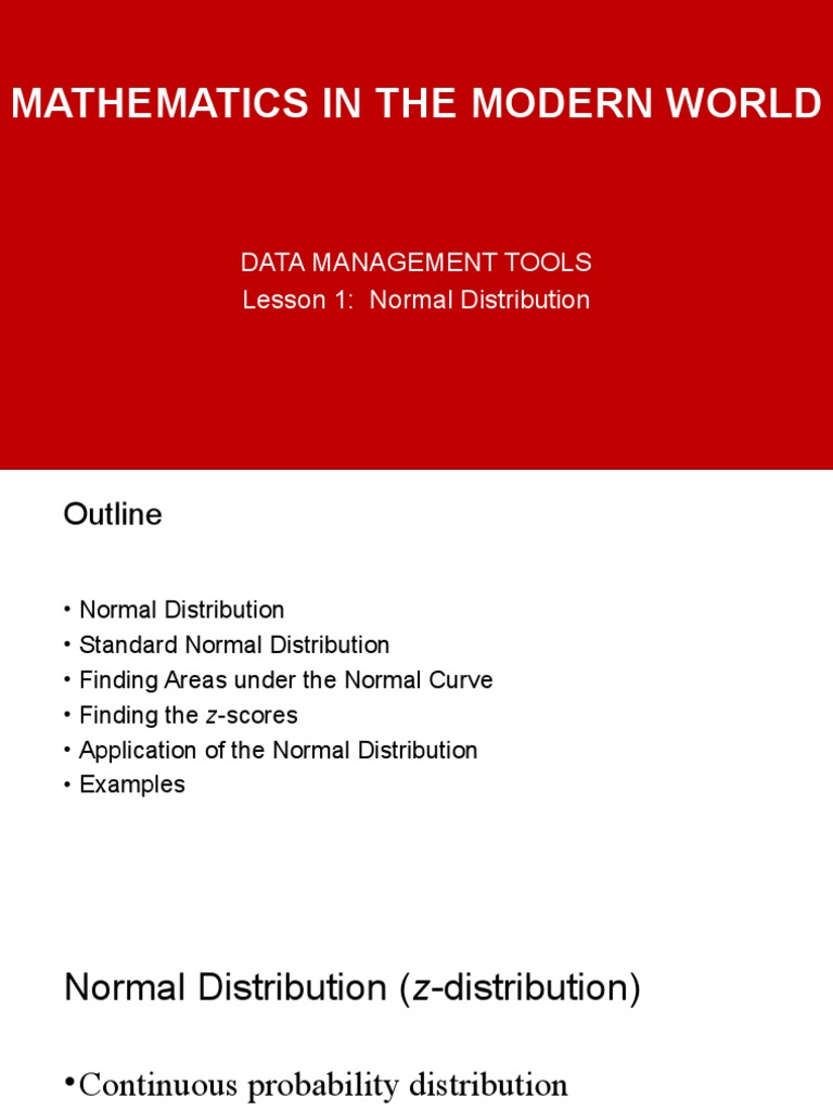 Normal Distribution in Data Management | PDF | Normal Distribution ...
