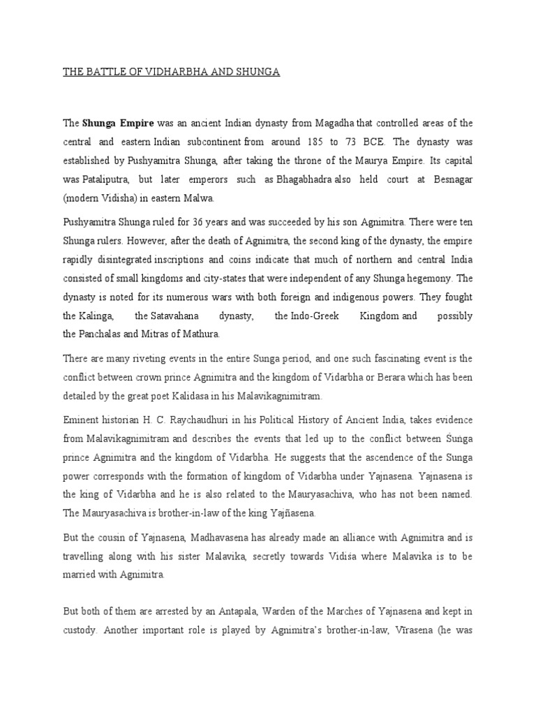 The Battle of Vidharbha and Shunga | PDF | South Asia | Asia