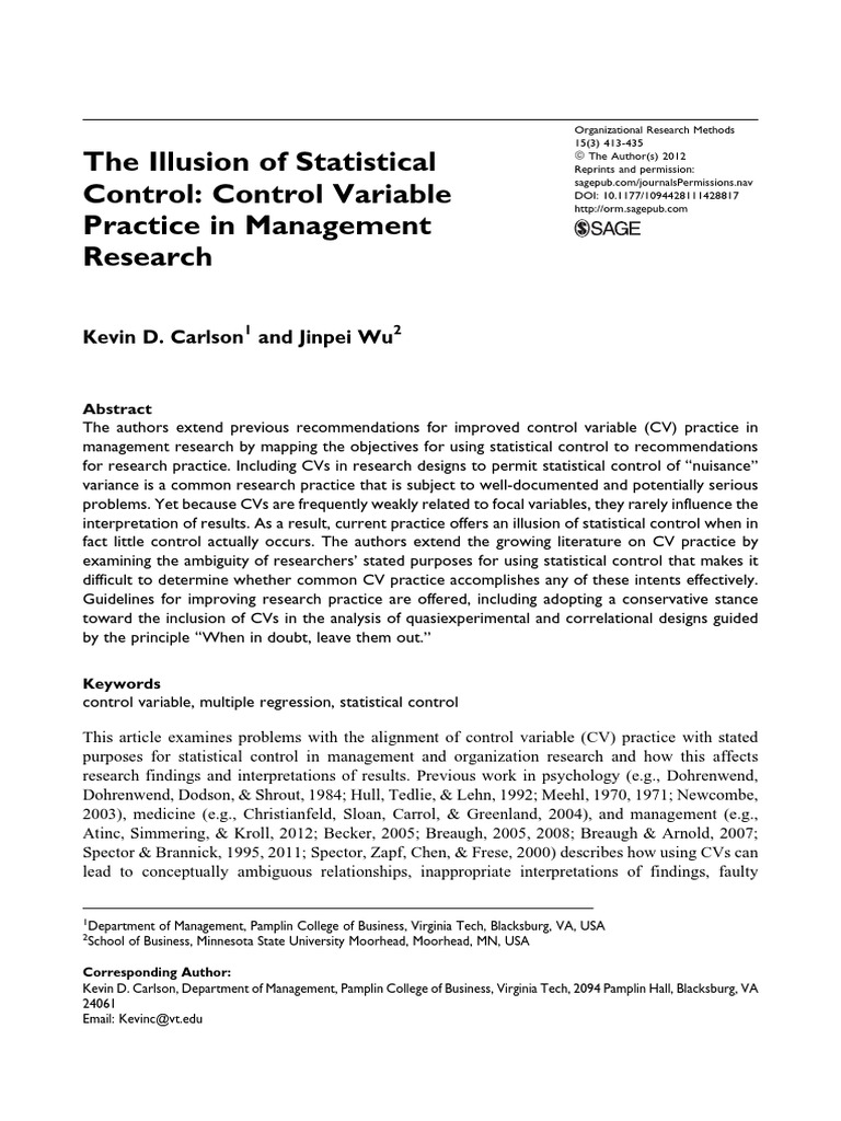 The illusion of statistical control control variable practice in