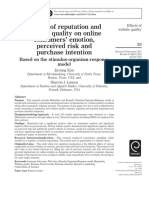 Effects of Reputation and Website Quality On Online Consumers' Emotion, Perceived Risk and Purchase Intention