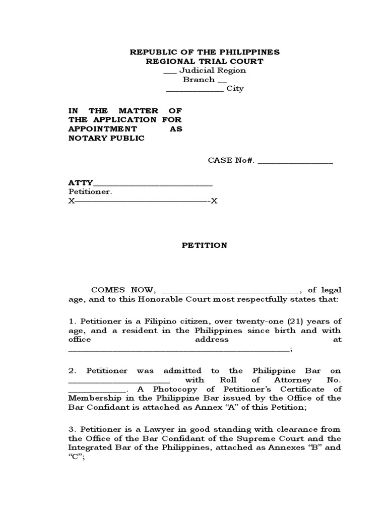 Petition For Appointment As Notary Public PDF Notary Public Lawyer
