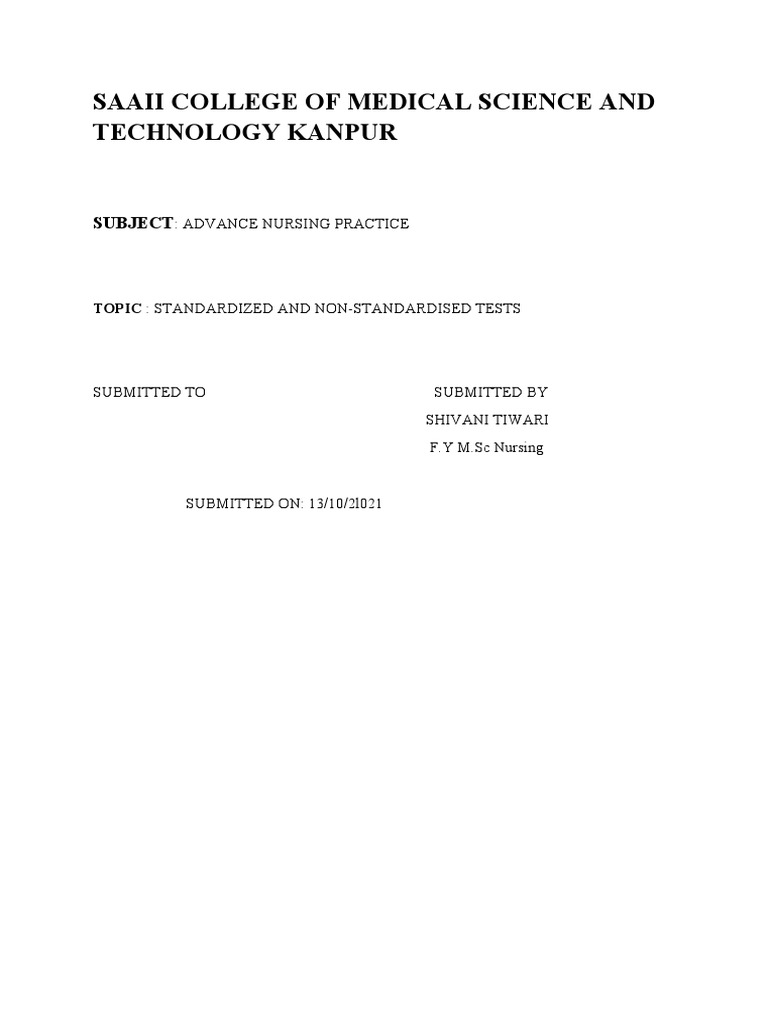 Standardized vs Non-Standardized Tests | PDF | Test (Assessment ...