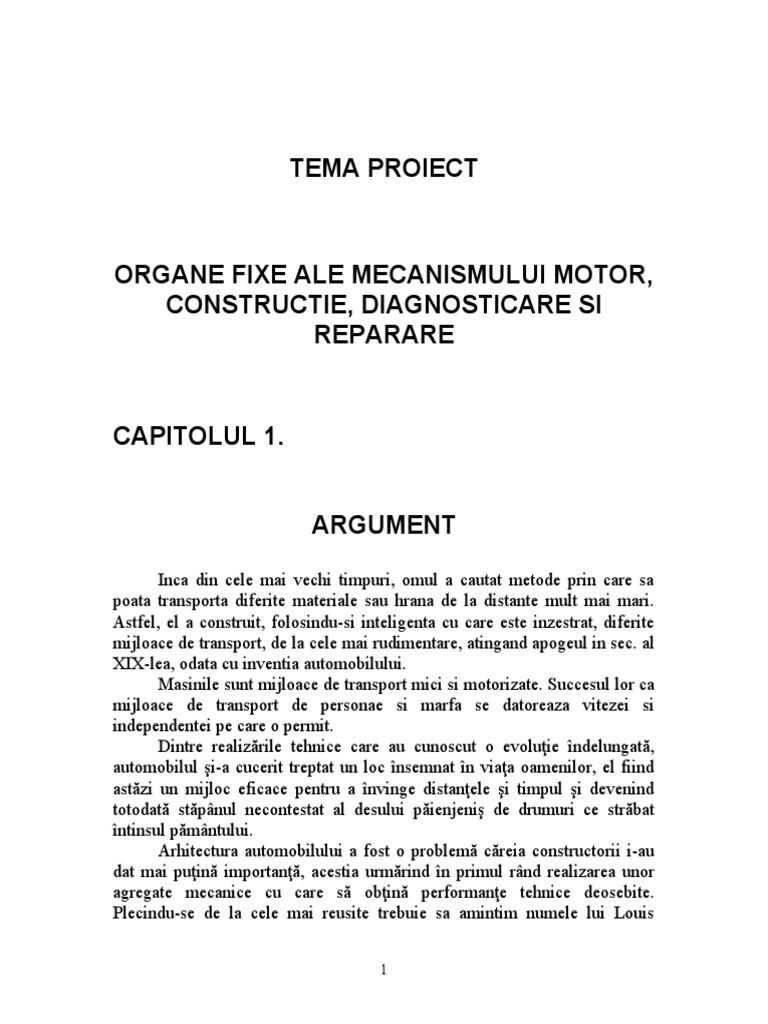 Valcelaru Proiect Mecanismul Motor-Parti Fixe | PDF