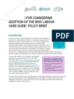 Key Points For Considering Adoption of The Who Labour Care Guide: Policy Brief