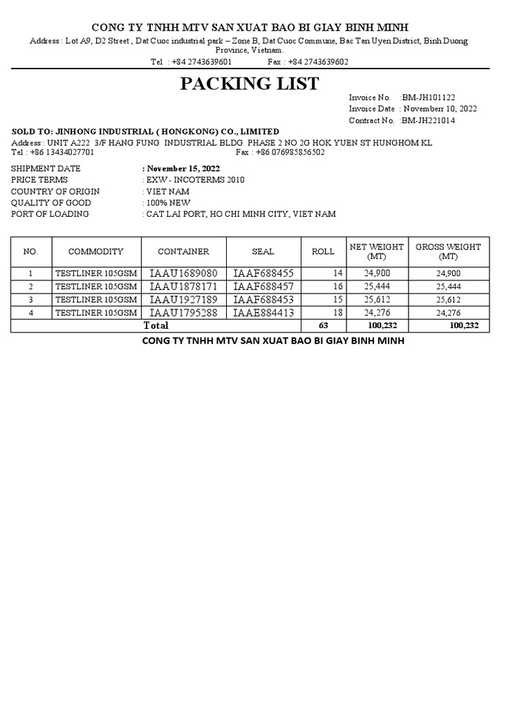 Packing list packing list chi ti t invoice 4 cont pdf proxy wars