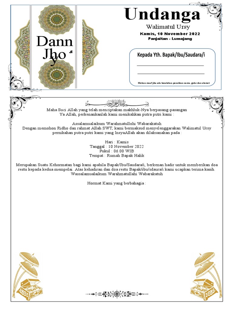 Wedding Invitation for Walimatul Ursy PDF