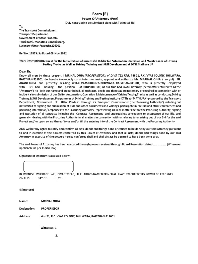 Form e power of attorney poa pdf justice crime violence