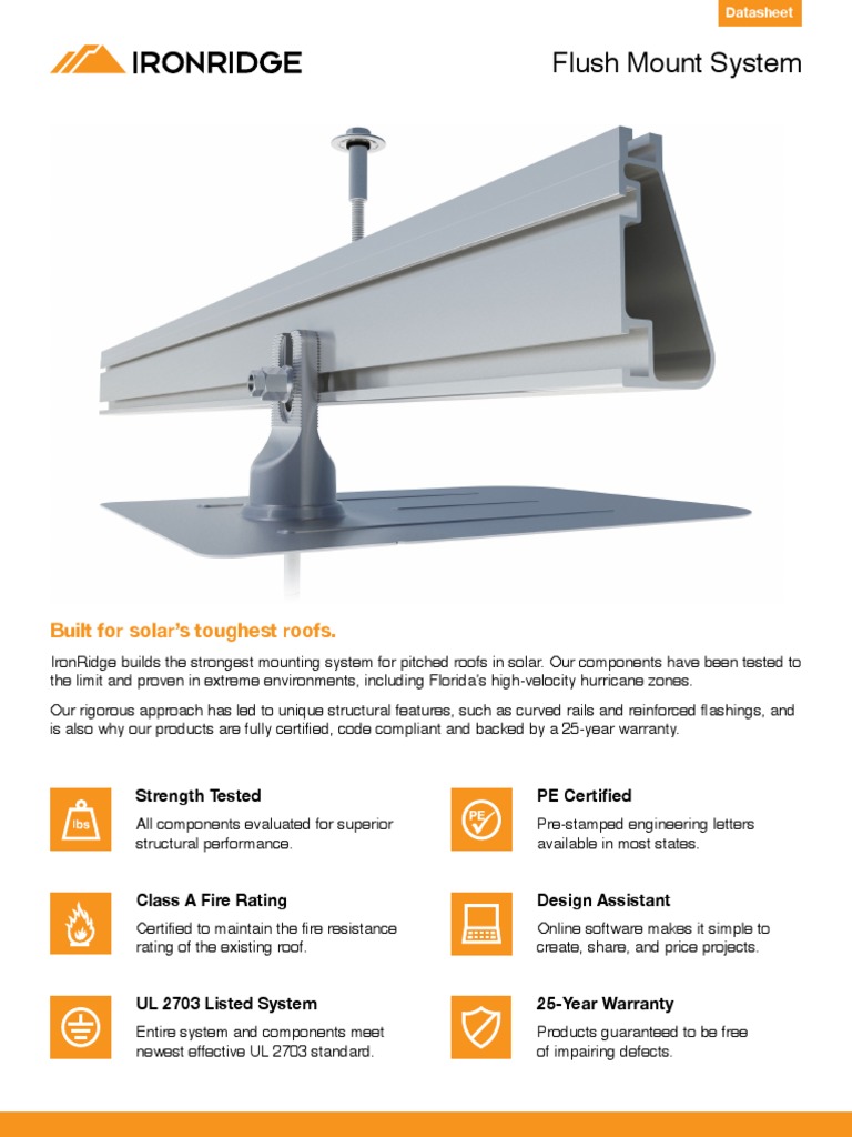 IronRidge Flush Mount Data Sheet 2020 | PDF | Manufactured Goods ...