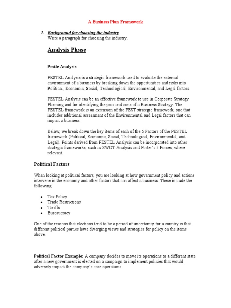 A Business Plan Framework | PDF | Marketing | Strategic Management