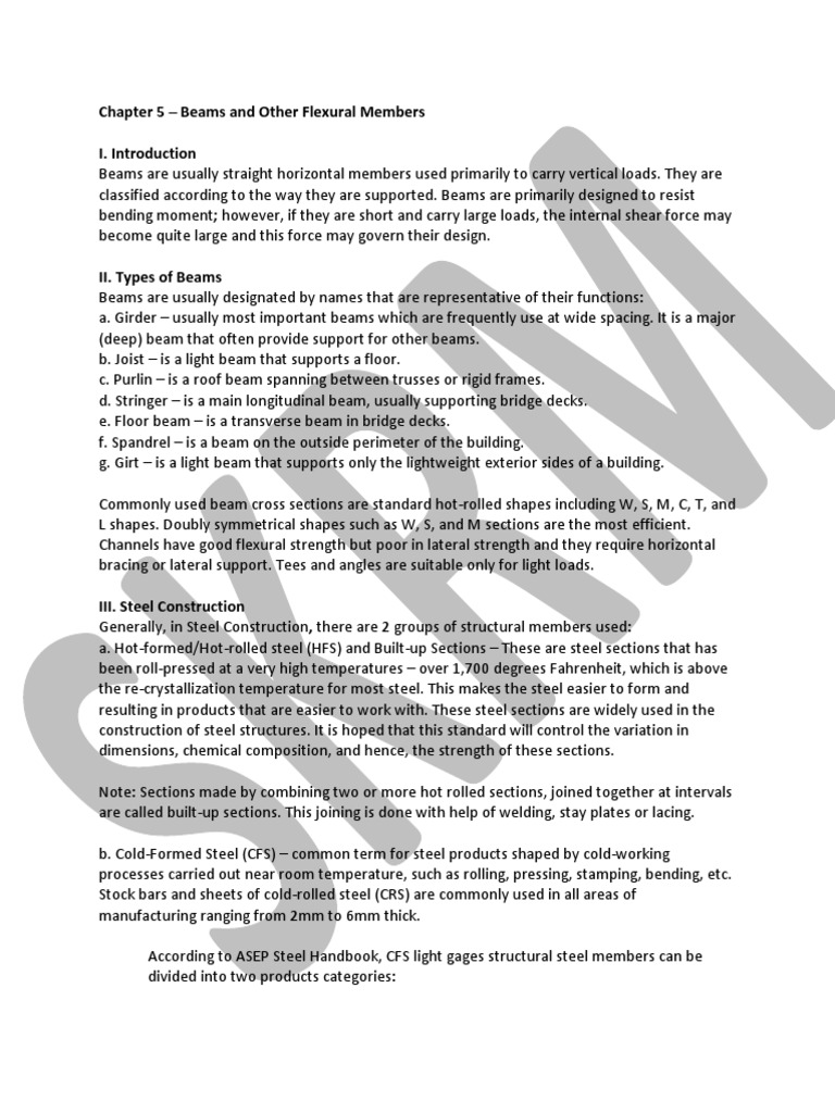 Chapter 5 Beams And Other Flexural Members Pdf Beam Structure