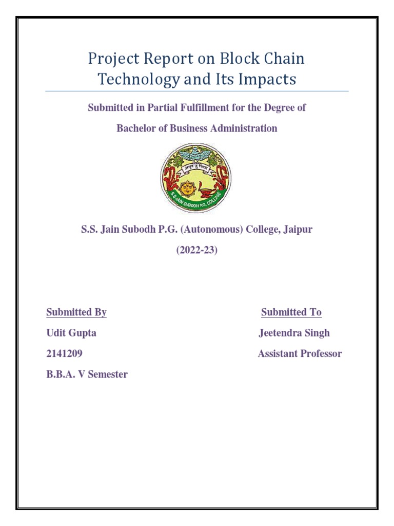 Blockchain Technology Project Report | PDF | Public Key Cryptography ...
