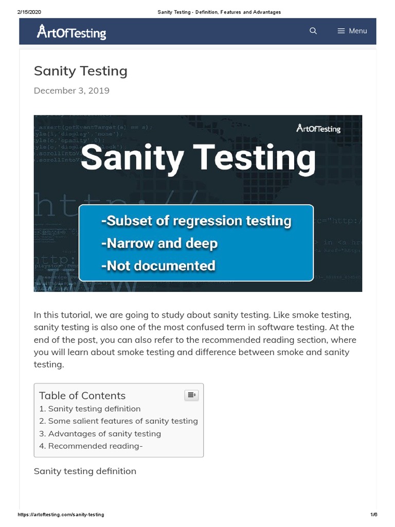Sanity Testing Definition, Features and Advantages PDF Quality