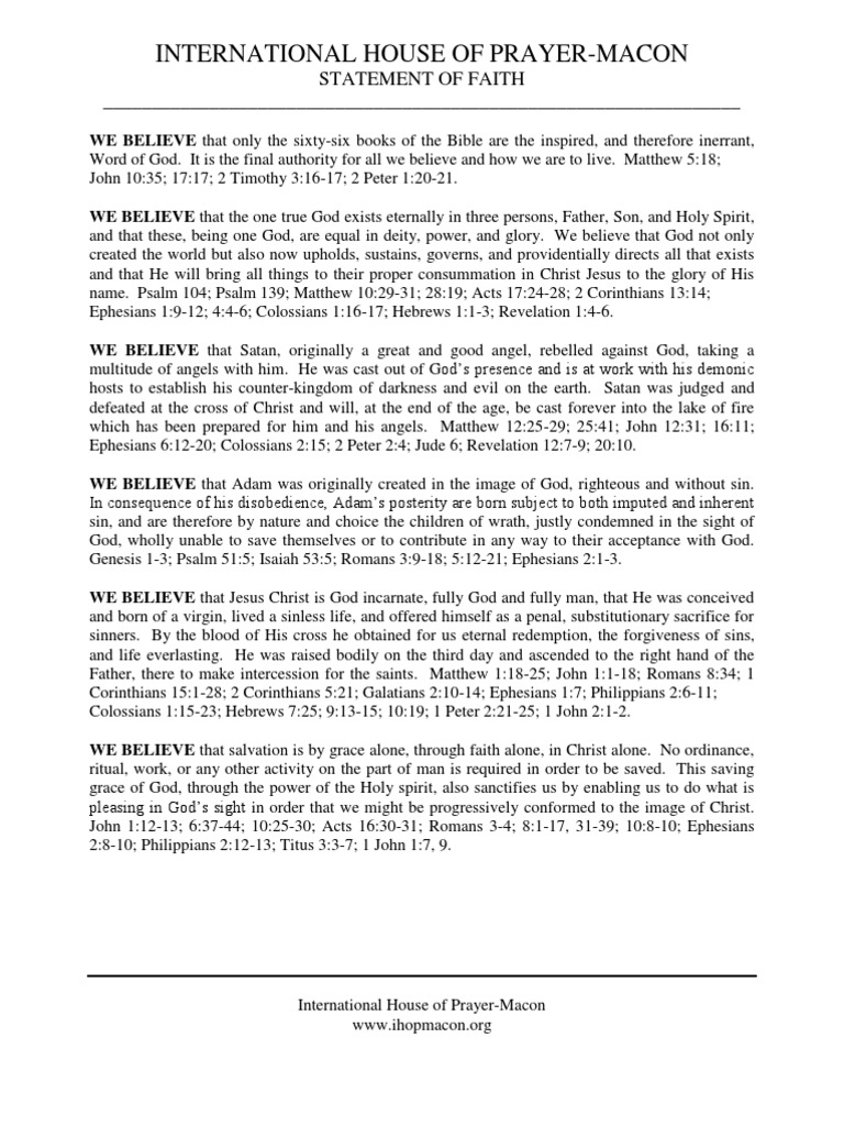 Statement of faith pdf the gospel christian church