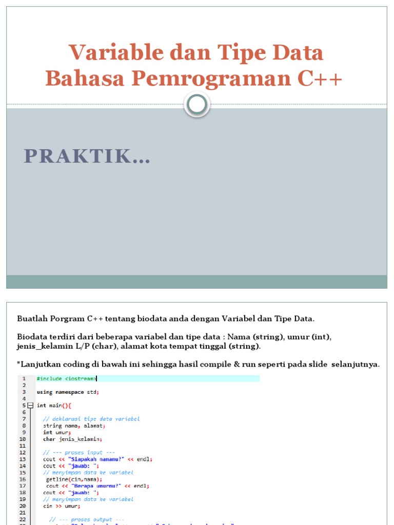 Program C++ Biodata dengan Variabel | PDF