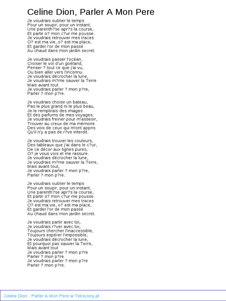 Parler Mon P re C line Dion PDF