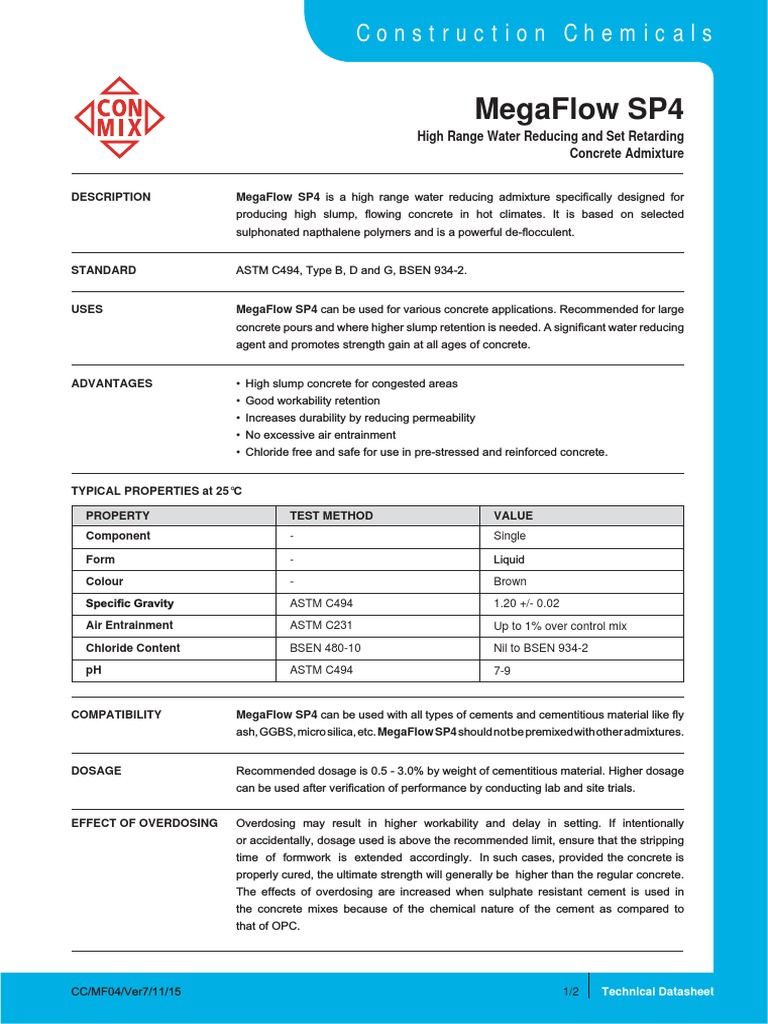 High Range Water Reducing and Set Retarding Concrete Admixture for ...