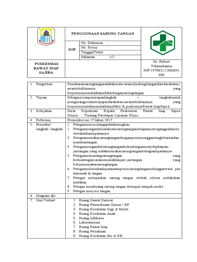 Sop Penggunaan Sarung Tangan | PDF | Sains & Matematika