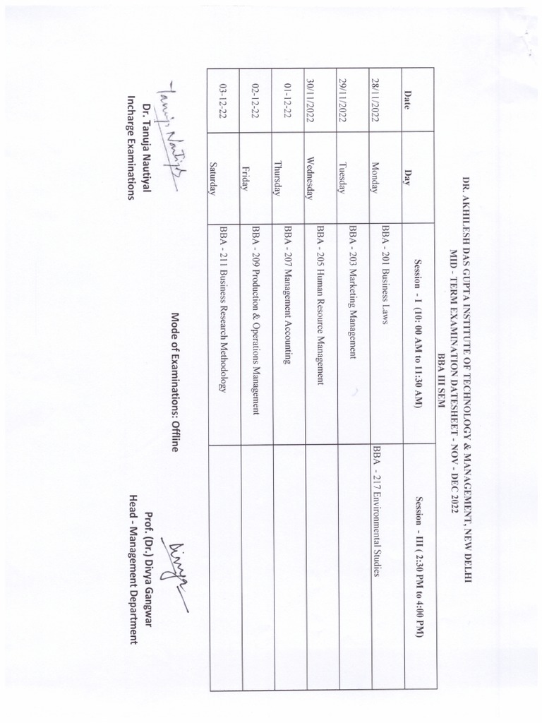 Bba date sheet pdf