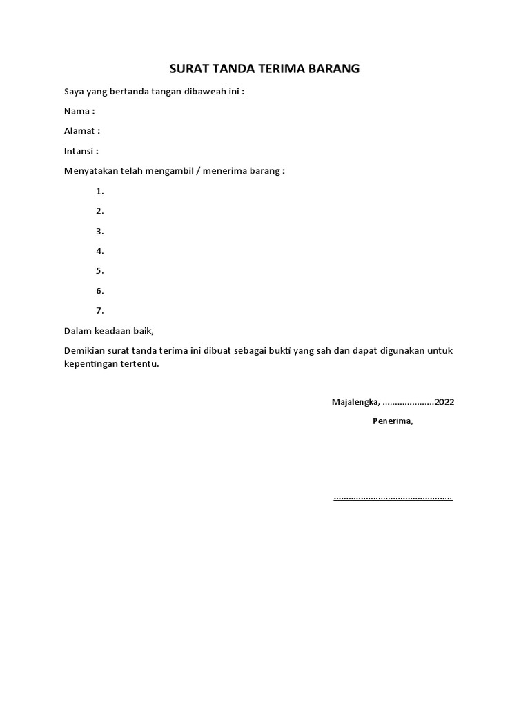 Surat Tanda Terima Barang PDF