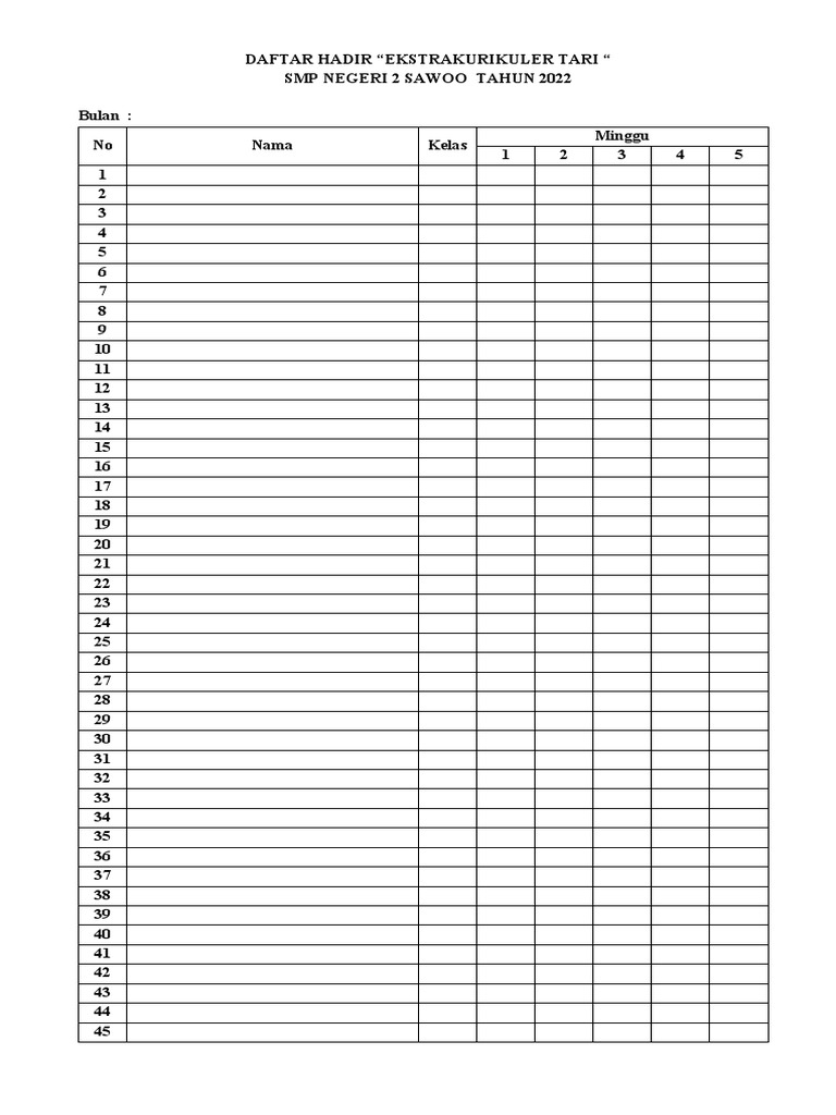 Daftar Hadir Tari | PDF